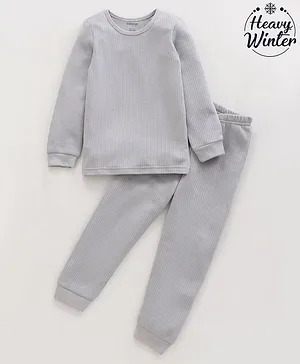 Babyoye Full Sleeves Thermal Inner Wear Set Solid Color - Grey
