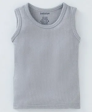 Babyoye Cotton Blend Sleeveless Solid Color Thermal Vests - Grey