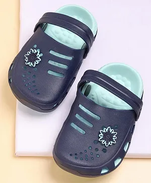 Frozen Clogs with Back Strap and Applique - Navy Sea Green