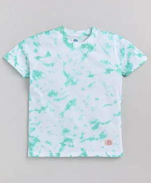 DEAR TO DAD Half Sleeves Marble Printed T Shirt - Green