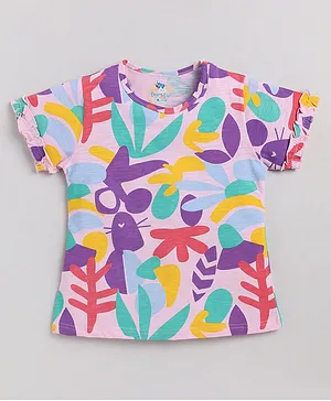 DEAR TO DAD Short Sleeves Abstract Forest Printed Tee - Pink