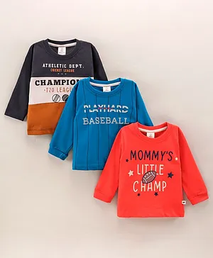 Mini Donuts Full Sleeves T-Shirts Text Print Pack Of 3 - Black Blue Red