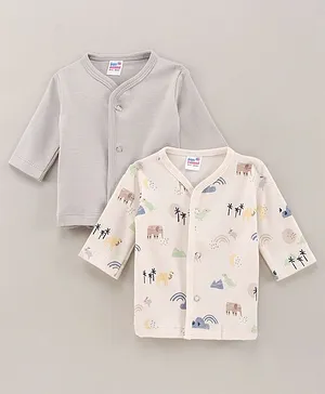Ben Benny Cotton Knit Full Sleeves Vests All Over Printed & Solid - White Grey