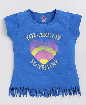 DEAR TO DAD Short Sleeves You Are My Sunshine Heart Printed Tee - Blue