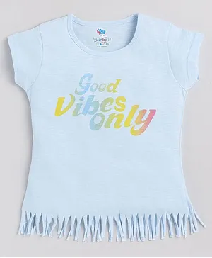DEAR TO DAD Short Sleeves Good Vibes Only Printed T Shirt - Blue