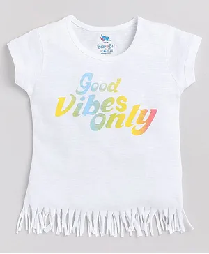 DEAR TO DAD Short Sleeves Good Vibes Only Printed T Shirt - White