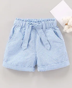 Babyhug Mid Thigh Length Striped Shorts - Blue