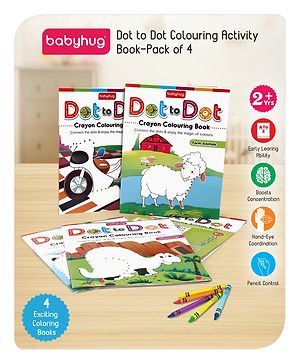 Babyhug Dot to Dot Colouring Activity Books Pack of 4 - English