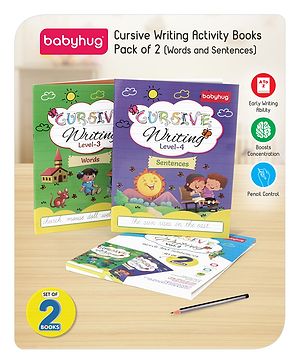 Babyhug Cursive Writing Activity Books (Words & Sentences) - Pack of 2