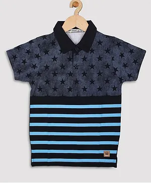 Nins Moda Half Sleeves Stars & Stripes Polo Tee - Navy Blue