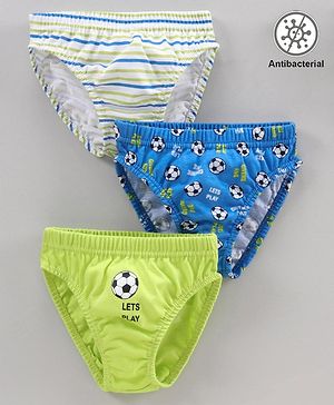 Babyhug Cotton Knit Printed Antibacterial Briefs Pack Of 3 - Multicolour