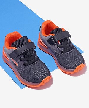 Cute Walk by Babyhug Velcro Closure Sneakers- Black Orange
