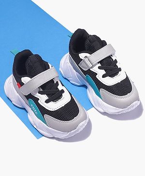 Cute Walk by Babyhug Sneaker Shoes With Velcro Closure - Black Light Grey