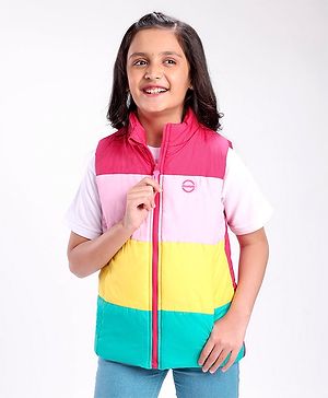 Pine Kids Color Block Puffed Sleeveless Padded Jacket - Multicolour