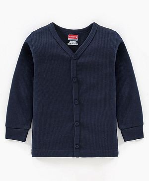 Babyhug Cotton Full Sleeves Solid Coloured Thermal Vest - Navy Blue