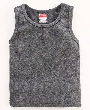 Babyhug Sleeveless Solid Color Thermal Vest - Dark Grey - NB Grey