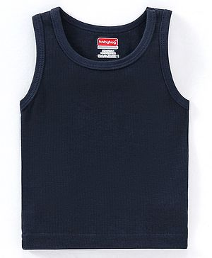 Babyhug Cotton Sleeveless Thermal Solid Sando Vest - Navy