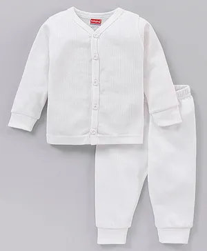 Babyhug Full Sleeves Inner Wear Thermal Set - Off White