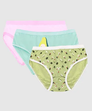 Chipbeys Pack Of 3 Avocado Assorted Panties - Green Pink Sky Blue