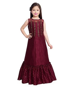 Betty By Tiny Kingdom Sleeveless Beads Embellished Gown - Wine Red
