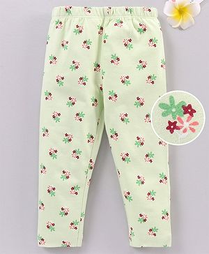 Babyhug Full Length Leggings Floral Print - Light Green