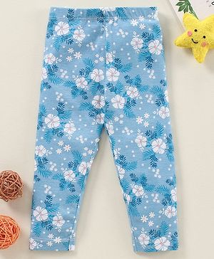Babyhug Cotton Elastane Full Length Leggings Floral Print - Blue
