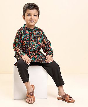 Babyhug Full Sleeves All Over Printed Kurta & Pyjama Set - Multicolor
