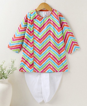 Babyhug Cotton Woven Full Sleeves Kurta & Dhoti Set - Multicolour