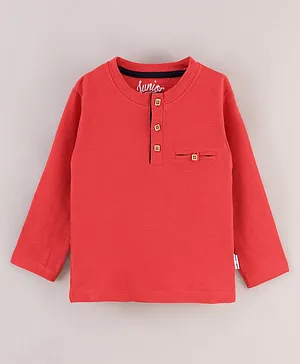 GRO Cotton Knit Full Sleeves T-Shirts Solid - Red