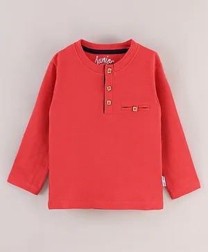 GRO Cotton Knit Full Sleeves T-Shirts Solid - Red