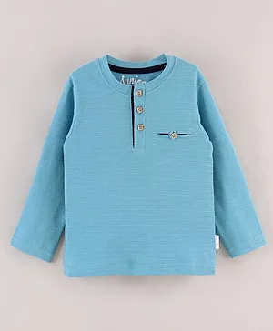 GRO Cotton Knit Full Sleeves T-Shirts Solid - Blue