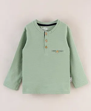GRO Cotton Knit Full Sleeves T-Shirts Solid - Green