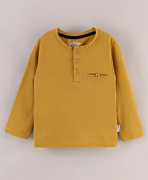GRO Cotton Knit Full Sleeves T-Shirts Solid - Mustard