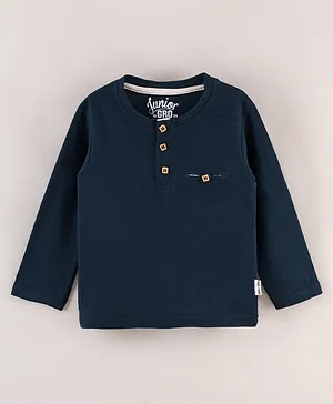 GRO Cotton Knit Full Sleeves T-Shirts Solid - Navy