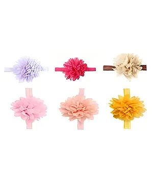 MOMISY Net Flower Headband Multicolor - Pack of 6 (Colour may vary)