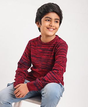 Pine Kids Mild Winter Full Sleeves Sweater - Red