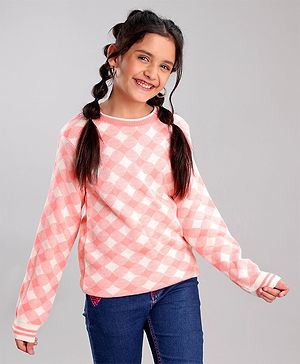 Pine Kids Fine Knit Full Sleeves Checks Pullover for Moderate Winter - Multicolour