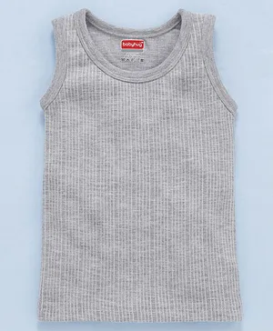 Babyhug Sleeveless Thermal Vests Solid - Light Grey