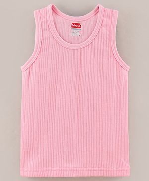 Babyhug Cotton Sleeveless Solid Color Thermal Vests - Pink