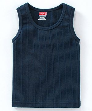Babyhug Cotton Sleeveless Solid Color Thermal Vests - Dark Navy - Preemie Blue