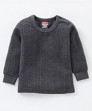Babyhug Full Sleeves Knit Solid Thermal Vest - Dark Grey - Preemie Grey