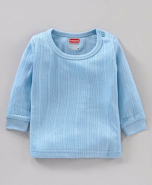 Babyhug Full Sleeves Solid Color Thermal Vest - Blue - Preemie Blue