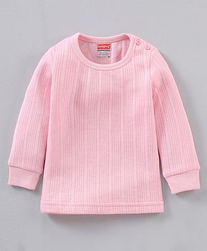 Babyhug Full Sleeves Knit Thermal Wear Solid- Pink - Preemie Pink