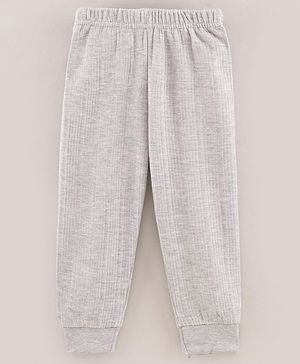 Babyhug Full Length Knit Solid Thermal Leggings - Light Grey