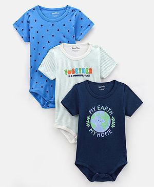 Bonfino Half Sleeves Onesies Printed Pack of 3 - Multicolor