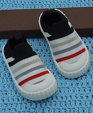 FEETWELL SHOES Stripe Design Slip On Shoes - Black