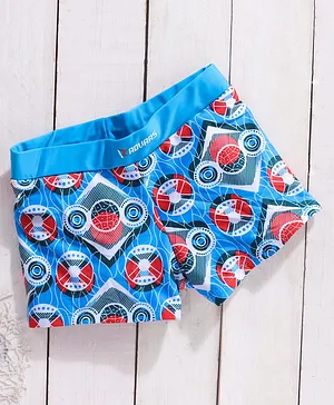 Rovars Cotton Swimming Trunk Printed- Blue