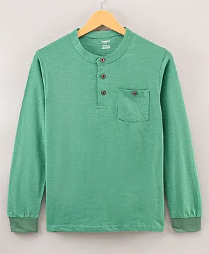 Smarty 100% Cotton Full Sleeves Solid T-Shirt - Green