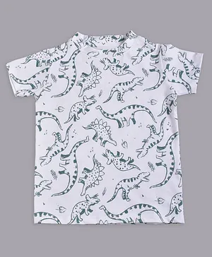 Taatoom Half Sleeves Dinosaur Print Tee - White