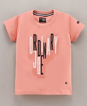 Noddy Half Sleeves Ordinary Joe Print T Shirt - Peach
